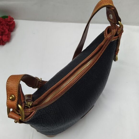 Dooney & Bourke Black Pebbled Leather Zipper Hobo Shoulder Bag -VTG Made in USA - Picture 8 of 15